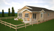 A Pre-Sale Rendering showing a Home's Backyard