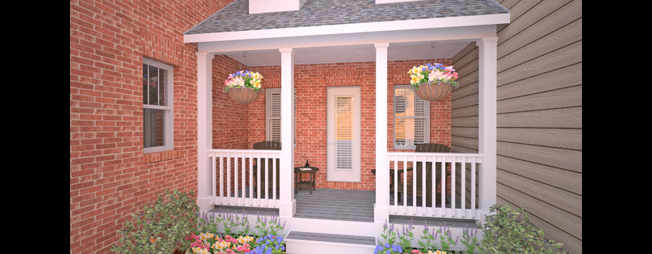 Residential Architecture Render of a Denver Front Porch