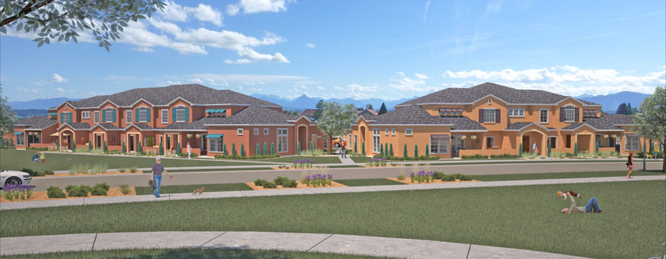 A Exterior Rendering of a Townhouse Community