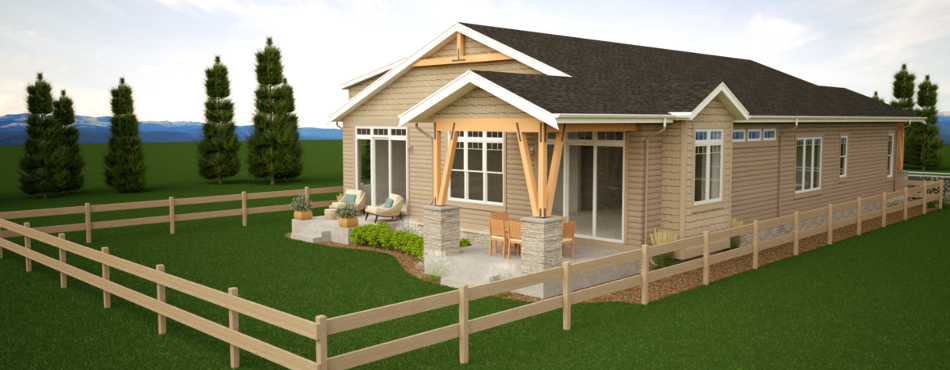 A Pre-Sale Rendering showing a Home's Backyard
