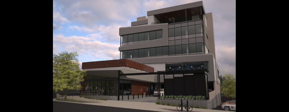 A Mixed-Use, Commercial Building Render for Colorado
